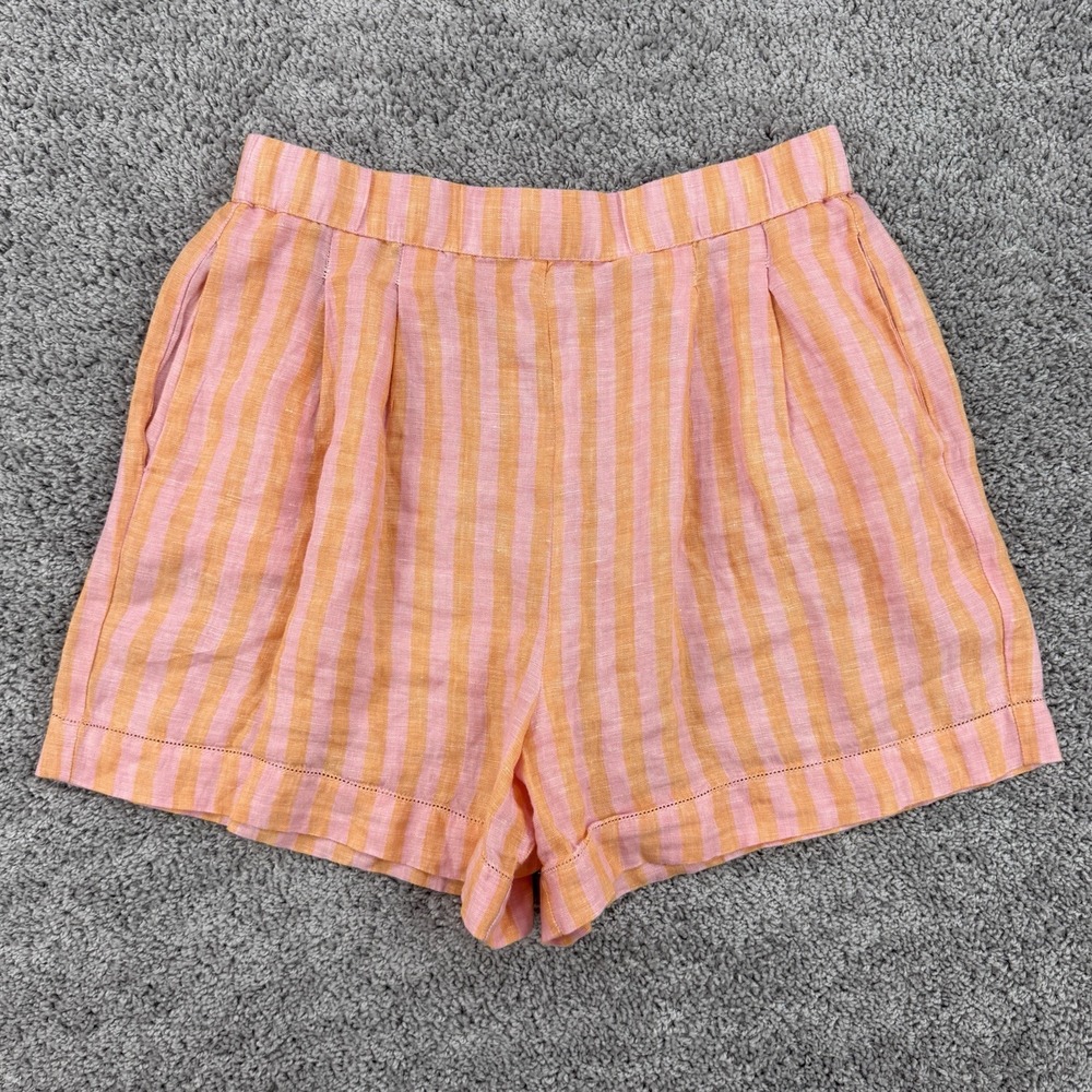 Trovata Birds Of Paradise Everett Linen Shorts M Creamsicle Stripe Nantucket